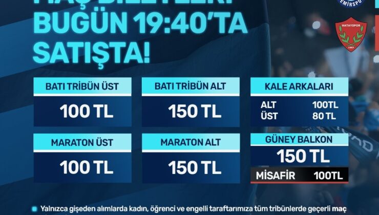 Adana Demirspor – Hatayspor maçının biletleri satışta