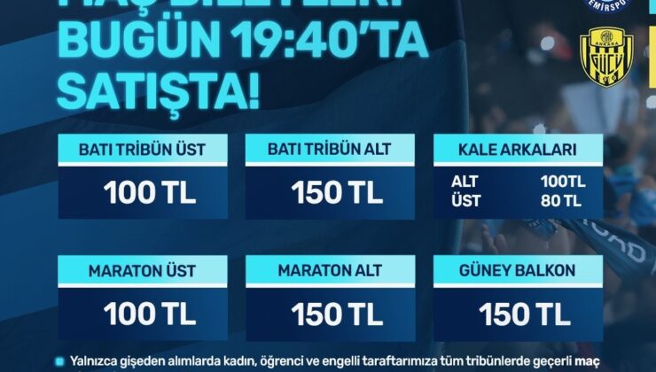 Adana Demirspor – MKE Ankaragücü maçının biletleri satışa çıkıyor