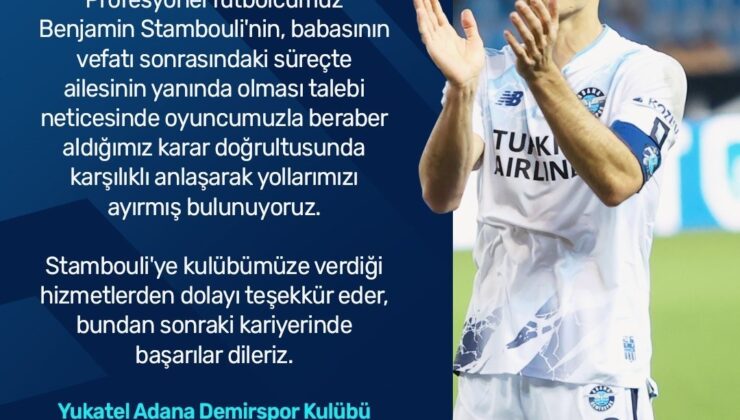 Adana Demirspor’da Benjamin Stambouli ile yollar ayrıldı