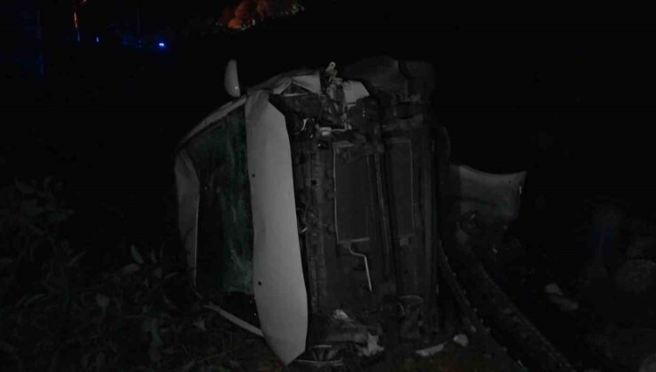 Alanya’da kontrolden çıkan araç şarampole yuvarlandı