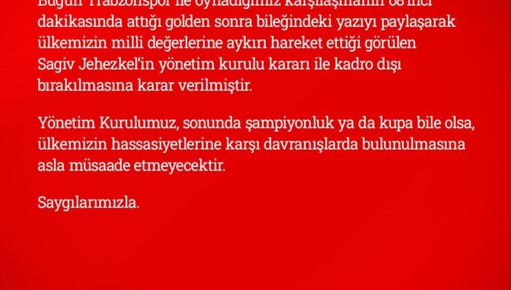 Antalyaspor’da Sagiv Jehezkel kadro dışı bırakıldı