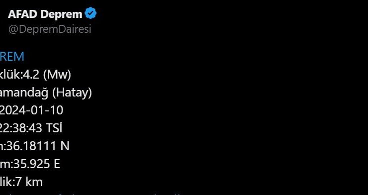 Hatay Valiliğinden 4.2 büyüklüğündeki depremle ilgili açıklama