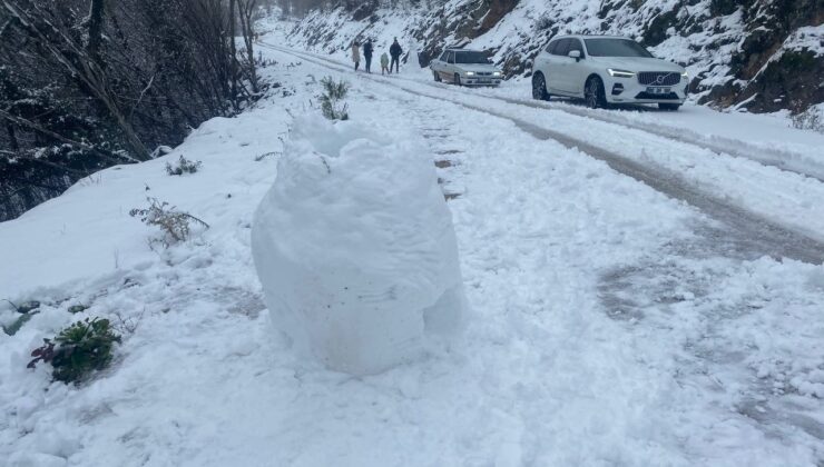 Kar yağışına hasret vatandaşlar çocuklar gibi eğlendi