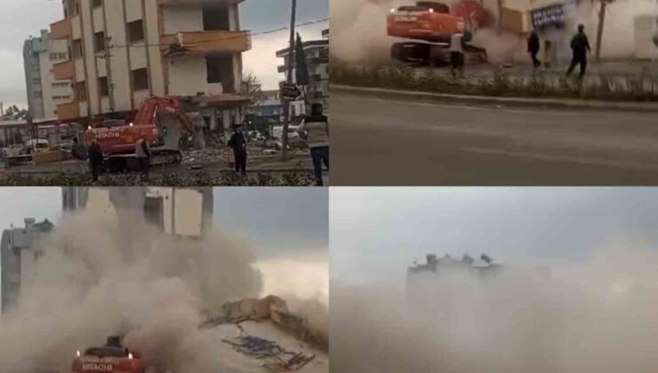 Mersin’de 5 katlı binanın çökme anı kameraya yansıdı