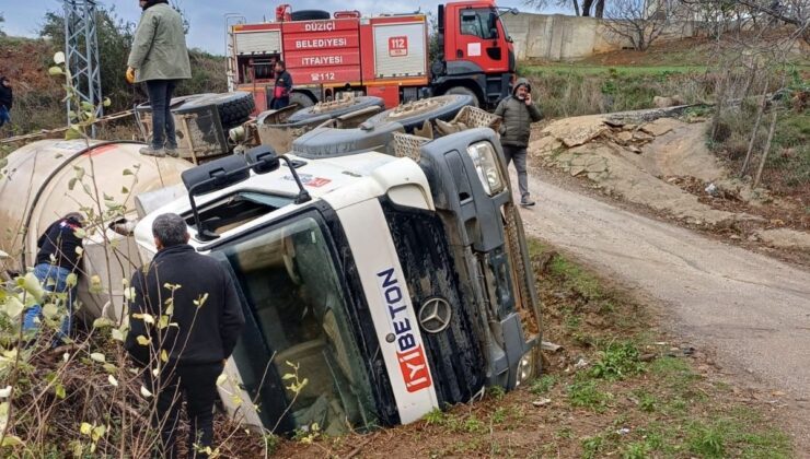 Osmaniye’de beton mikseri devrildi: 1 yaralı