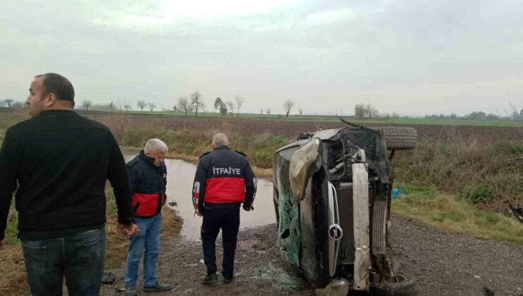 Osmaniye’de otomobil yan yattı: 1 kişi yaralandı