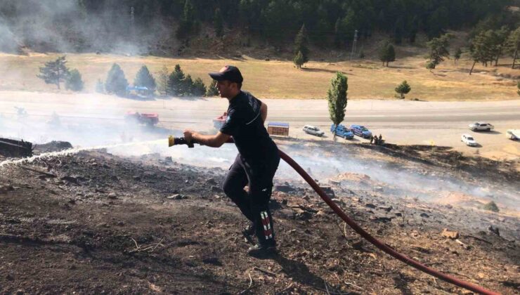 Antalya’da yangın kızılçam ormanına sıçramadan söndürüldü