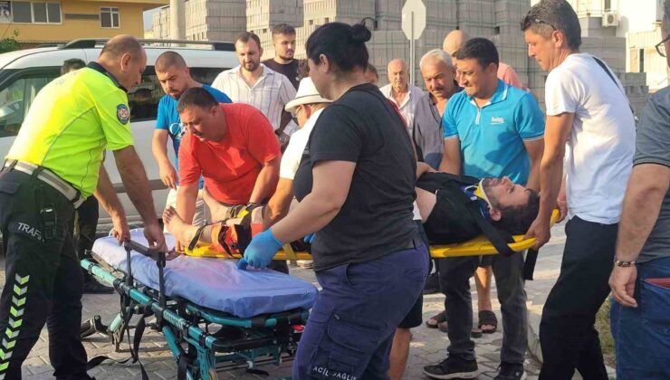 Hafif ticari araçla çarpışan motosiklet sürücüsü yaralandı