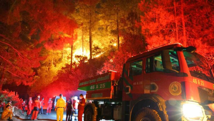 Kahramanmaraş’taki orman yangınına gece müdahalesi