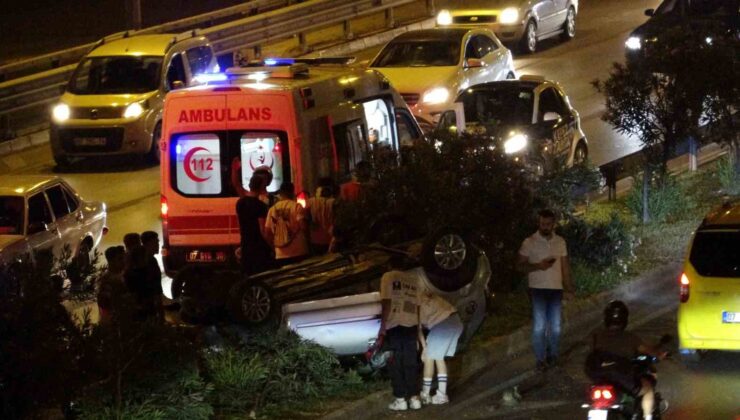 Otomobille takla attılar, ’tesadüfle’ kurtuldular
