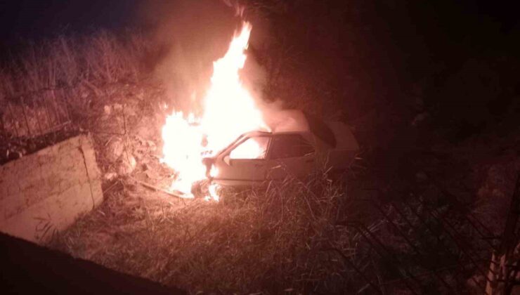 Burdur’da köprüden düşen otomobil yanarak kül oldu: Sürücü son anda kurtarıldı