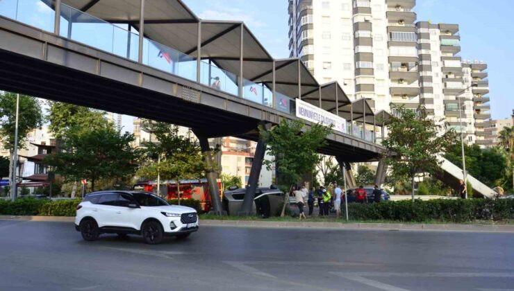 Takla atan otomobilin sürücüsü yaralandı