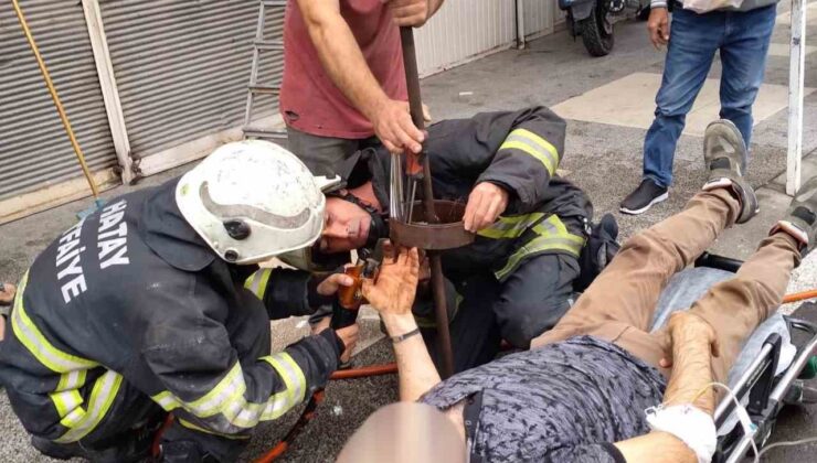 Elini kepenk makarasına sıkıştıran adamın yardımına itfaiye yetişti