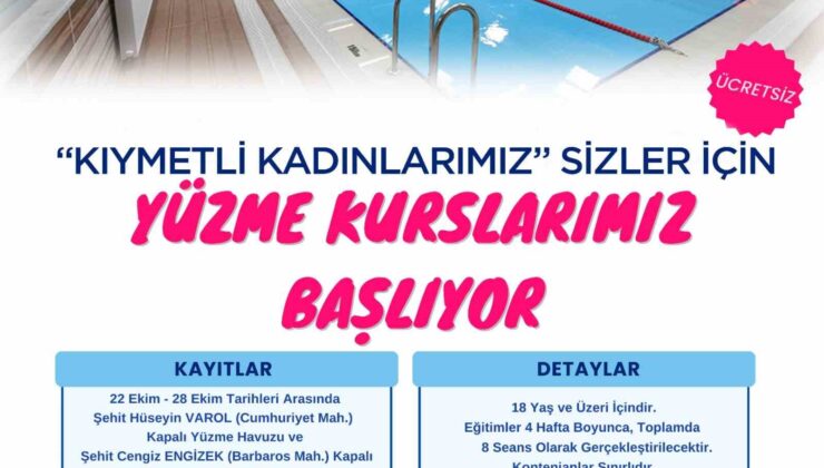 Onikişubat Belediyesi’nden kadınlara yönelik ücretsiz yüzme kursu