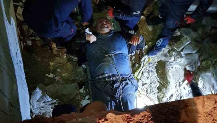 İnşaatta çukura düşen işçinin imdadına itfaiye yetişti