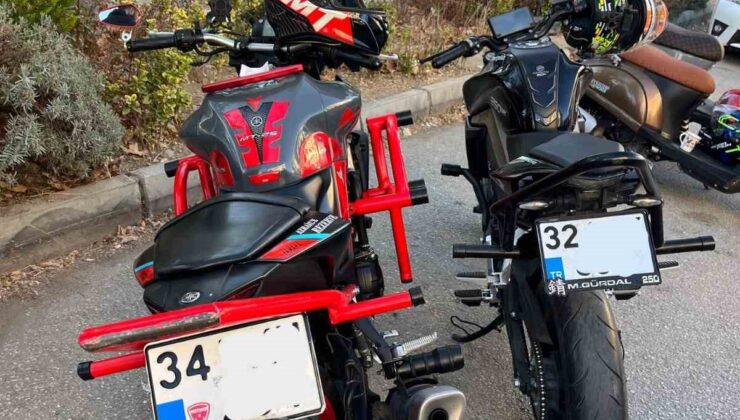 Isparta’da trafiği tehlikeye düşüren 2 motosiklet sürücüsüne ceza yazıldı