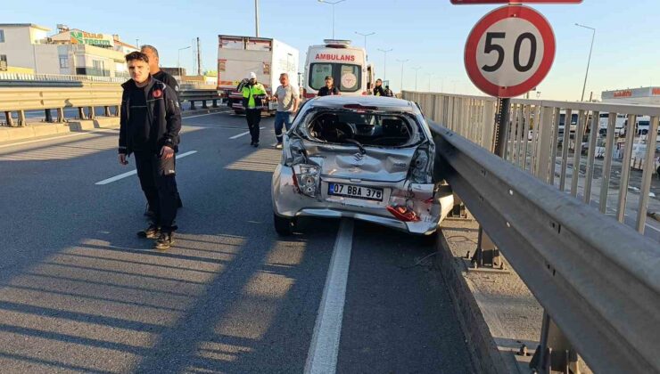 Beton mikseri otomobile arkadan çarptı: 2 yaralı