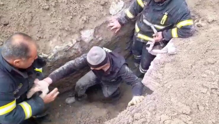 Burdur’da kazdığı çukurda bacakları toprak altında sıkışan işçiyi itfaiye kurtardı