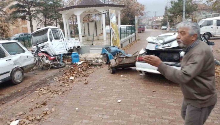 Isparta’da freni boşalan kamyon ortalığı savaş alanına çevirdi