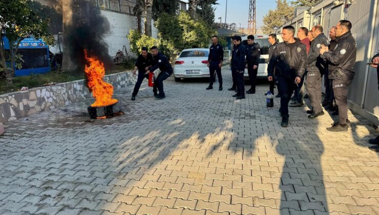 İtfaiye ekiplerinden polislere yangın eğitimi