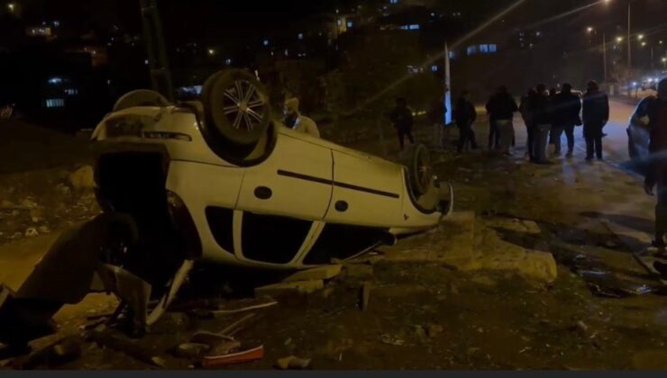 Osmaniye’de park halindeki araca çarpan otomobil takla attı: 1 yaralı