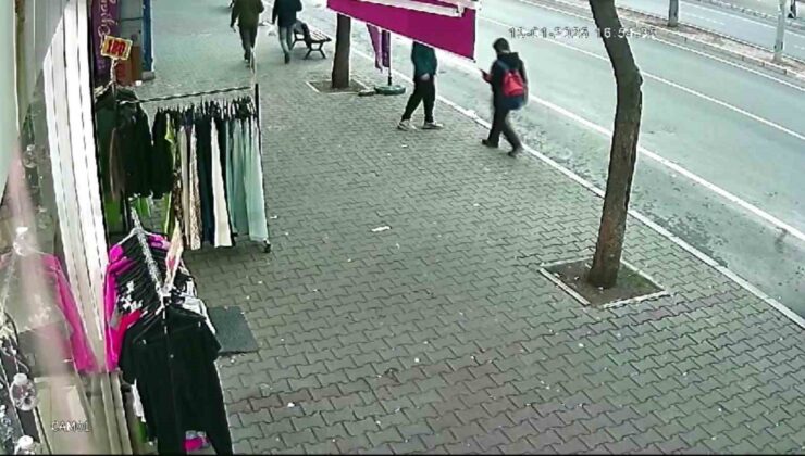 Çocuk kapkaççı güvenlik kamerasında