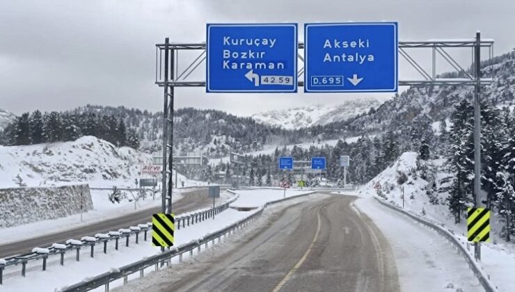 Antalya – Konya Karayolunda kar yağışı etkili oldu