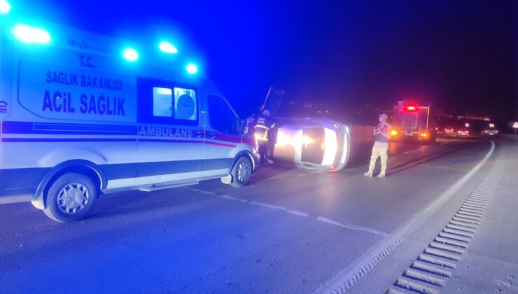 Belen’de yan yatan aracın sürücüsü yaralandı