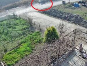 Kontrolden çıkan otomobilin dereye uçtuğu anlar kamerada