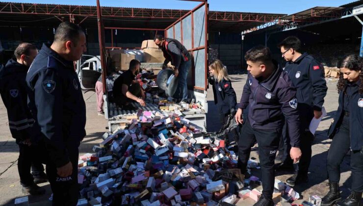 Antalya’da ele geçirilen 2 bin adet sahte parfüm imha edildi