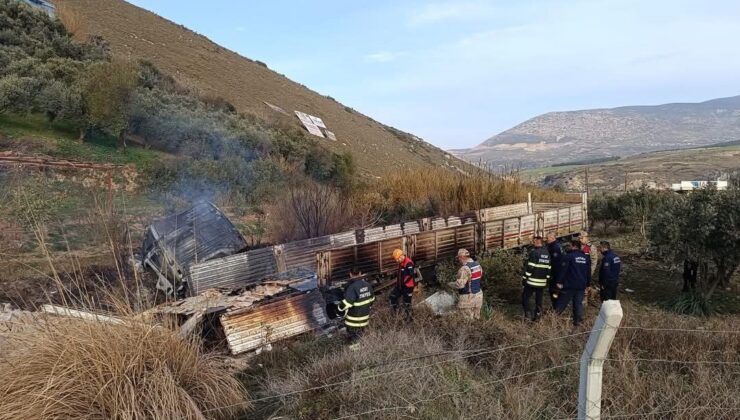 Tır, yol kenarındaki barakaya dalıp alevlere teslim oldu: 1 ölü, 1 yaralı