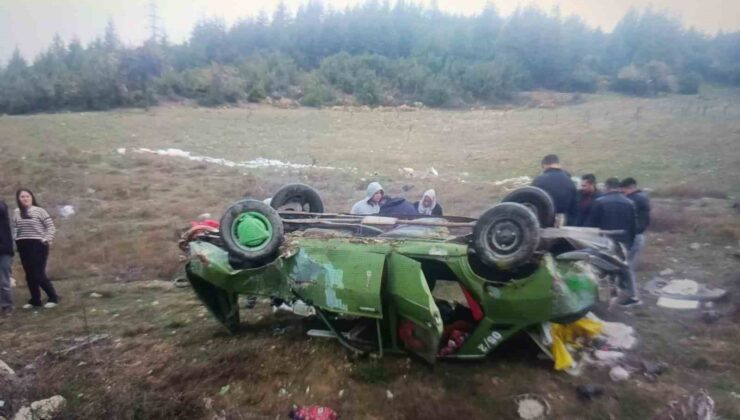 Eğirdir’de kontrolden çıkan otomobil takla attı: 3 yaralı