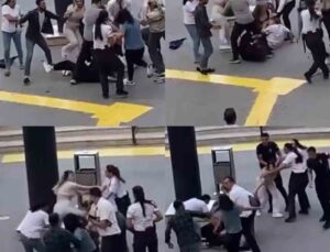 AVM önünde kadınlar tekme tokat kavga etti: O anlar kamerada
