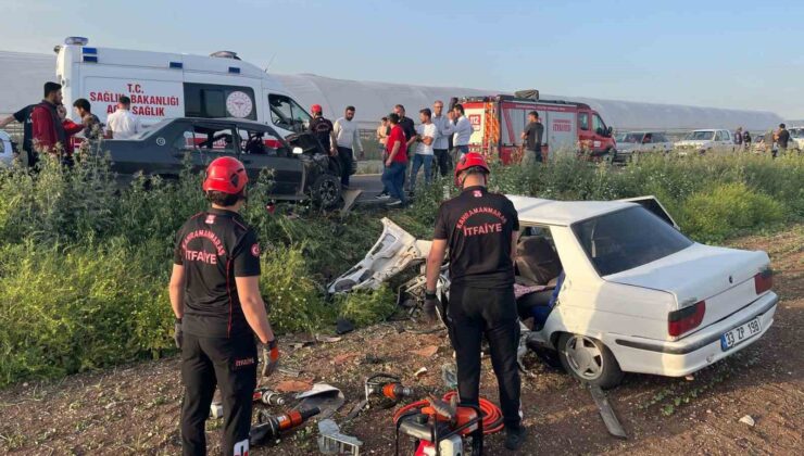 Kahramanmaraş’ta iki otomobil kafa kafaya çarpıştı: 6 yaralı