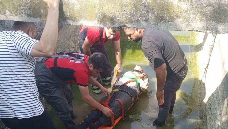 Üzerinden geçmeye çalıştığı sulama kanalına düşen şahsın ayağı kırıldı