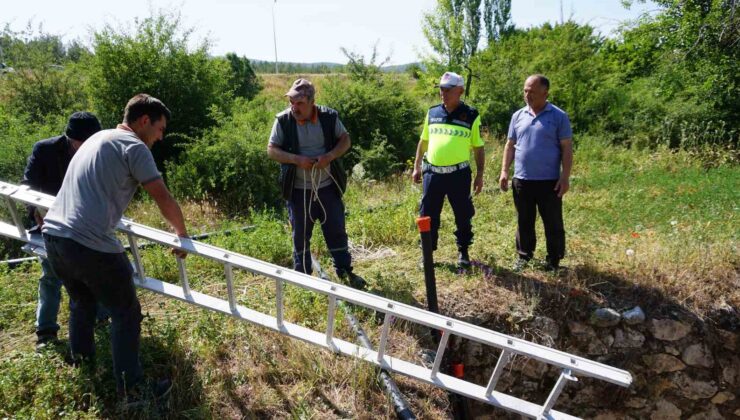 Burdur’da kuyuya düşen köpek 45 dakikalık operasyonla kurtarıldı