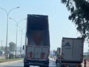 Damperi açık unutan kamyon şoförü yürekleri ağza getirdi