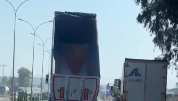 Damperi açık unutan kamyon şoförü yürekleri ağza getirdi
