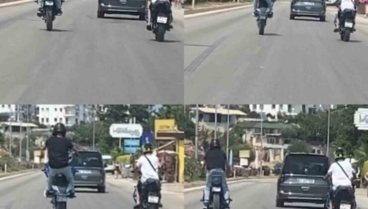 Motosikletli sürücüden D-400 karayolunda tehlikeli hareketler