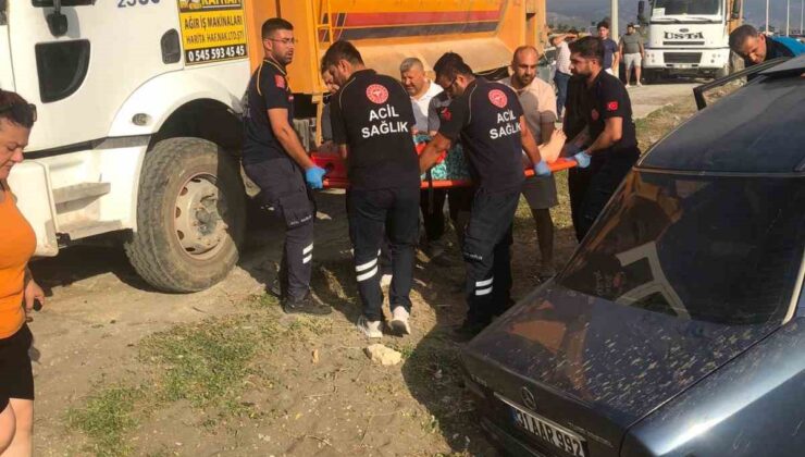 Park halindeki araca çarpıp kum tepesine saplandı