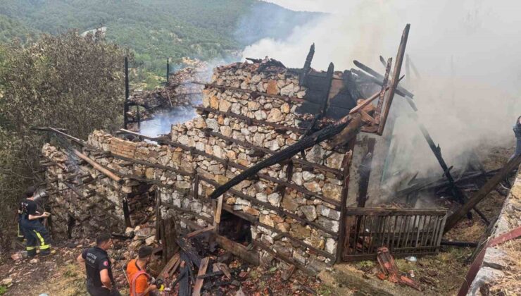 Anızda çıkan yangın asırlık düğmeli evleri küle döndürdü