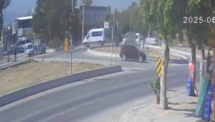 Araçla çarpışmamak için refüje çıktı