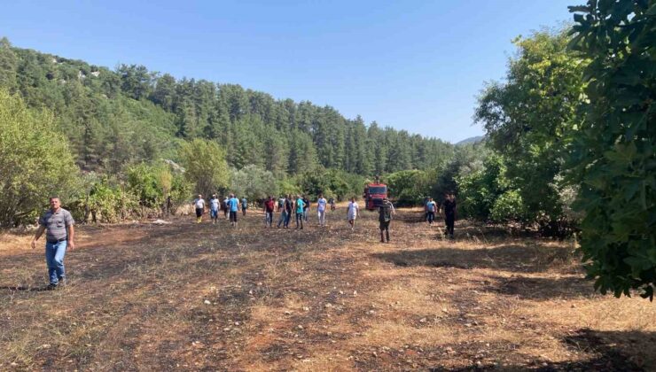 Bucak’ta çıkan arazi yangınında 1 dönüm alan yandı