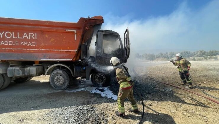 Hatay’da ağır tonajlı kamyonda çıkan yangın söndürüldü