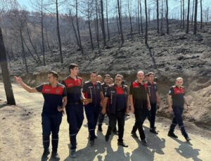 İtfaiye yetkilileri Antakya’da orman yangının yaşandığı bölgede inceleme yaptı