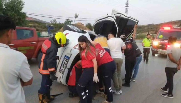 Mersin’de otomobil takla attı, sürücü yaralandı