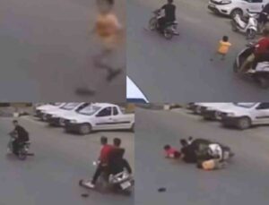 Mersin’de yola fırlayan çocuğa motosikletler çarptı