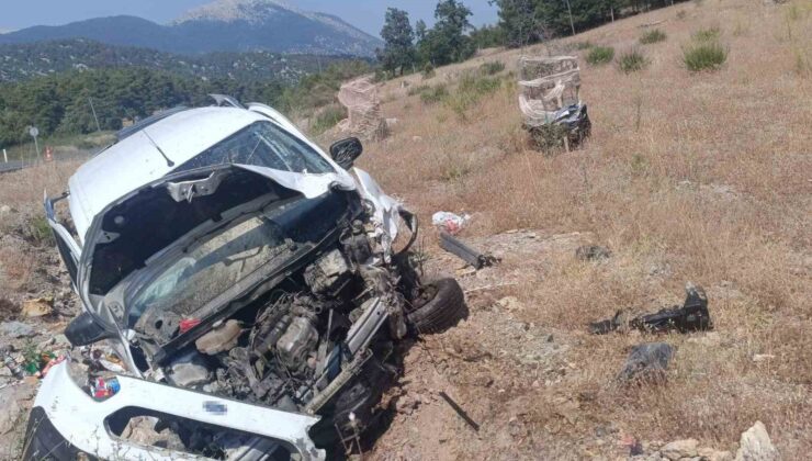 Şarampole uçan hafif ticari aracın sürücüsü yaralandı