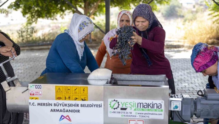 Tarsus’ta üreticilere üzüm sıkma makinesi desteği