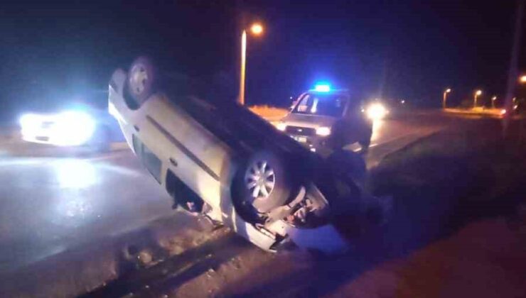Yol çalışmasını fark edemeyen sürücü takla attı: 1 yaralı